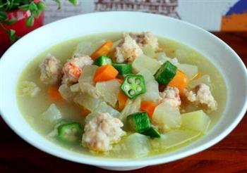 蔬菜汤汆虾肉丸的做法步骤1