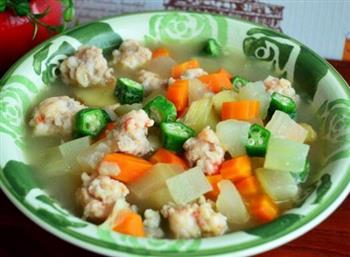 蔬菜汤汆虾肉丸的做法步骤2