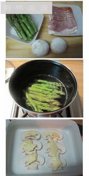 培根芦笋卷配黄油烤蘑菇的做法步骤1
