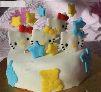 hello kitty猫 造型 翻糖蛋糕+杯子蛋糕的做法步骤3