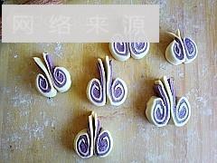 双色紫薯蝴蝶卷的做法图解8