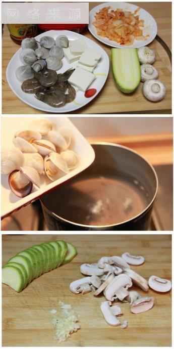 韩式泡菜海鲜锅的做法图解1