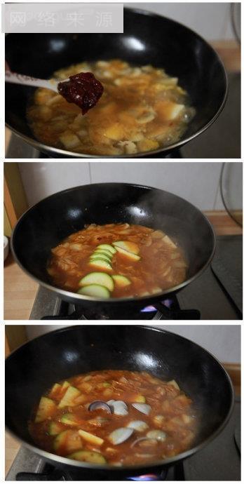 韩式泡菜海鲜锅的做法图解3