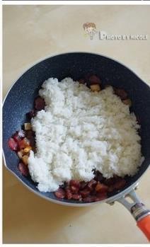 生炒腊味糯米饭的做法步骤4