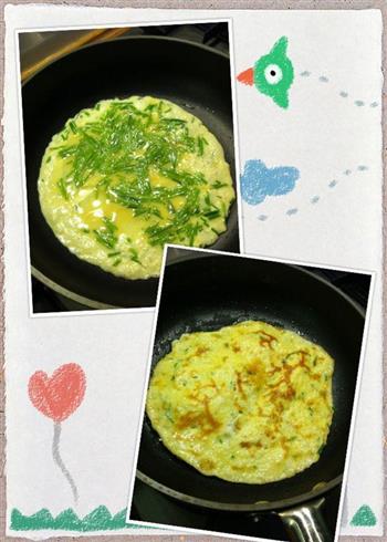 牛角包夹韭菜煎蛋的做法步骤2