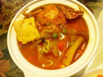 韩式泡菜海鲜豆腐菌菇汤的做法步骤4
