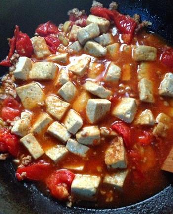 番茄豆腐炒肉末的做法步骤7