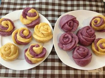 紫薯蛋黄薯玫瑰花馒头-牛奶燕麦版的做法步骤8