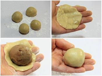 手工打造健康低糖月饼-莲蓉蛋黄月饼的做法步骤3