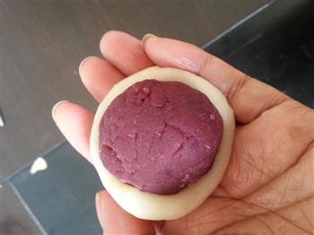 紫薯核桃冰皮月饼的做法图解3