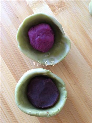 紫薯豆沙馅抹茶酥-中秋小点的做法步骤15