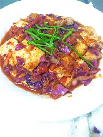 开胃紫甘蓝洋葱烧豆腐的做法步骤6