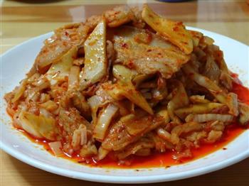 五花肉炒韩国泡菜配杏鲍菇的做法步骤7