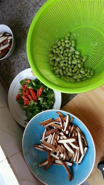 青椒豆干毛豆炒肉丝的做法步骤2
