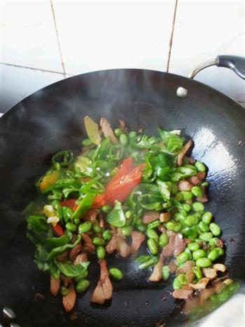 青椒豆干毛豆炒肉丝的做法步骤6