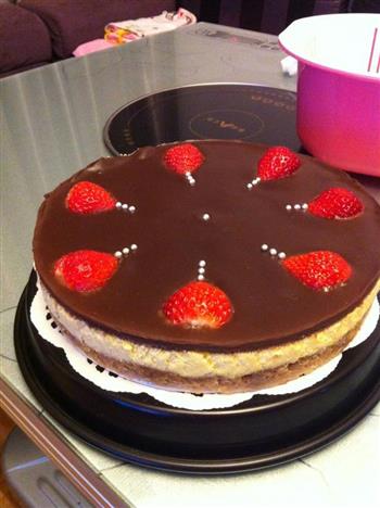 巧克力草莓乳酪蛋糕的做法步骤10