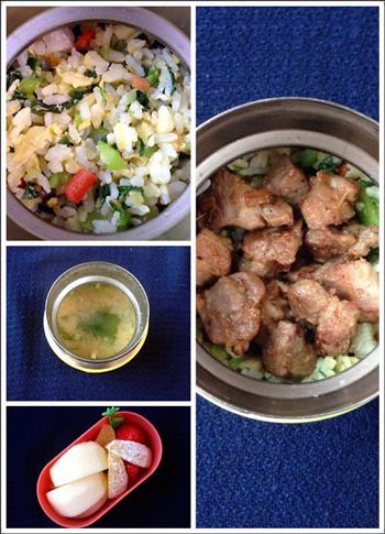 午餐便当-青菜咸肉蛋炒饭和炒烤肉的做法步骤6
