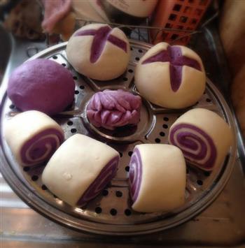 紫薯开花馒头、花卷的做法步骤3