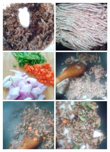 黑三剁红米炒饭的做法步骤1