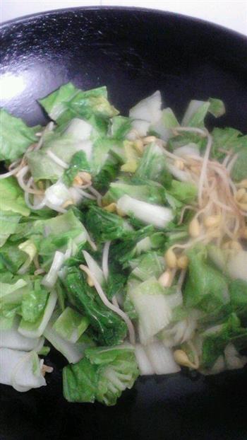 家常菜灬小白菜炒豆芽的做法步骤3