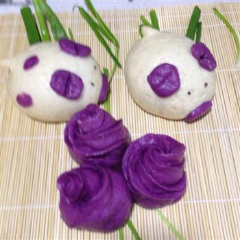 小猪馒头和紫薯玫瑰的做法图解11