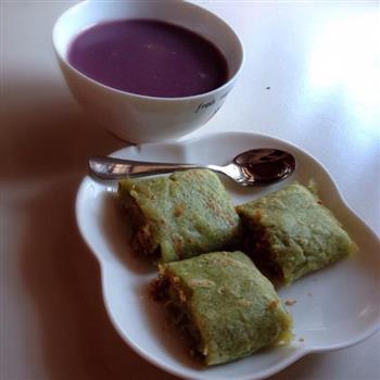 宝宝营养早餐紫薯小米糊加西兰花肉松饼的做法步骤5