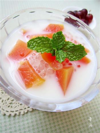 夏日清凉甜品-奶香木瓜西米露的做法步骤12
