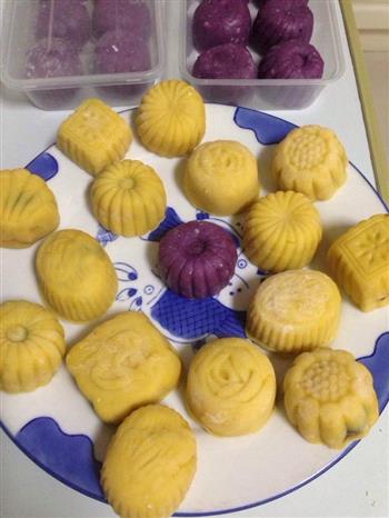紫薯南瓜冰皮月饼的做法图解4