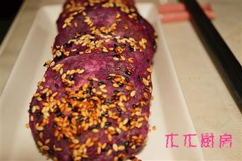梦幻紫色的健康味道-紫薯芝麻饼的做法图解4