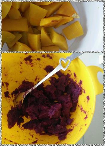 紫薯南瓜三色馒头的做法图解1