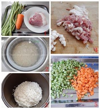 胡萝卜豆角焖饭的做法图解1
