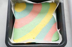 五彩斑斓的彩虹蛋糕卷的做法步骤12