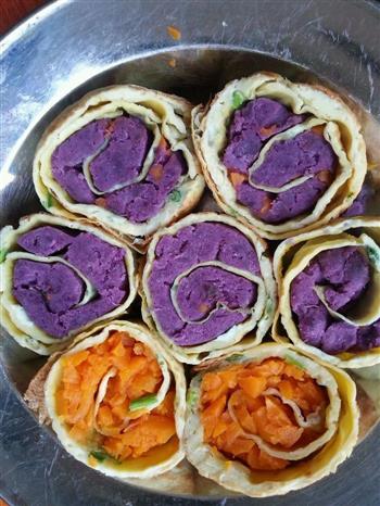 紫薯&胡萝卜泡菜鸡蛋卷的做法步骤6