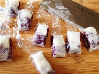 早餐-银耳绿豆百合汤&自制酸奶&椰香紫薯糕&麻薯的做法步骤6