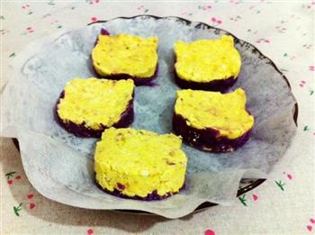 蒸出来的健康早餐—双色紫薯南瓜糯米糕的做法步骤3
