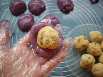 葡萄干豆沙紫薯冰皮月饼的做法图解9
