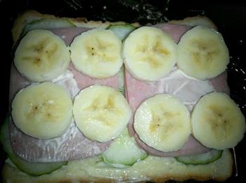芥末.香蕉火腿三明治的做法步骤4