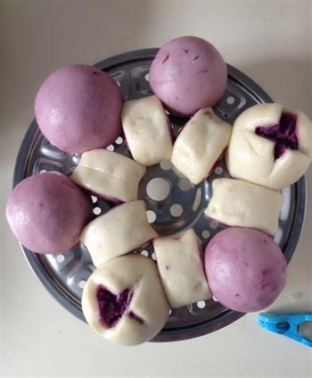 紫色诱惑-紫薯馒头&mini花卷的做法步骤4