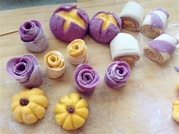 紫薯南瓜蒸玫瑰的做法图解5