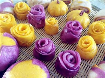 紫薯南瓜蒸玫瑰的做法图解6