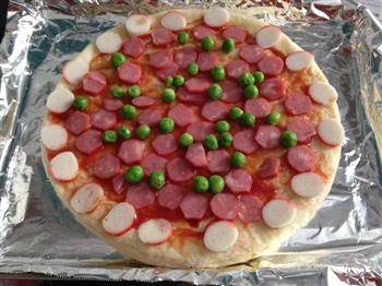 薄底海鲜香肠披萨的做法步骤6