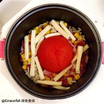 一锅出的美味-芝士玉米培根版一只番茄饭的做法图解7