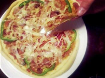 薄底香肠披萨的做法图解9