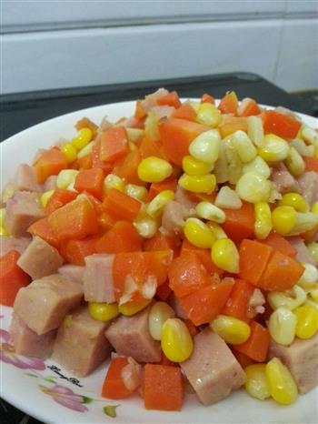午餐肉炒玉米胡萝卜的做法步骤6