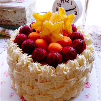 6寸水果奶油花篮裱花蛋糕的做法步骤26