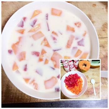 木瓜李子酸奶捞的做法图解2