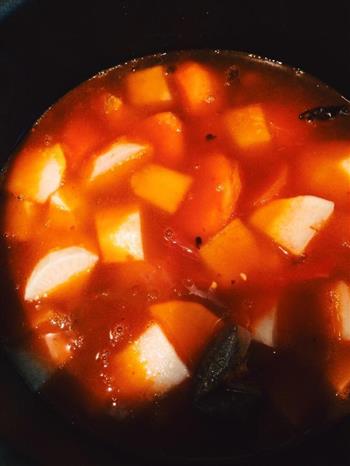 西红柿炖牛肉牛筋豆腐萝卜煲—好吃营养停不下的做法图解5