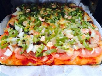 超简单火腿虾仁披萨-用烤箱自带烤盘的做法步骤12