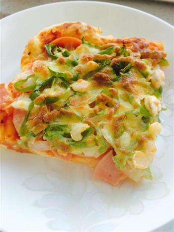 超简单火腿虾仁披萨-用烤箱自带烤盘的做法步骤13