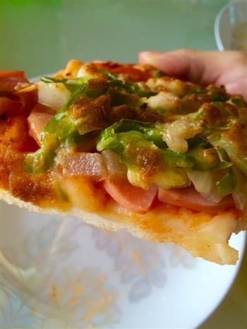 超简单火腿虾仁披萨-用烤箱自带烤盘的做法图解14
